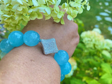 Load image into Gallery viewer, 16mm Blue Quartz Gemstone Bracelet