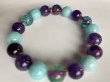 Load image into Gallery viewer, 10mm Amethyst, Dragon Vein & Amazonite Gemstone Bracelet