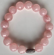 Load image into Gallery viewer, 12mm Faceted Rose Quartz Bracelet