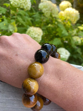 Load image into Gallery viewer, 20mm Tiger's Eye & Onyx Gemstone Bracelet