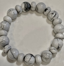 Load image into Gallery viewer, 12mm White Howlite Bracelet