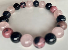 Load image into Gallery viewer, 10mm Rhodonite, Rose Quartz & Onyx Bracelet
