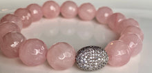 Load image into Gallery viewer, 12mm Faceted Rose Quartz Bracelet
