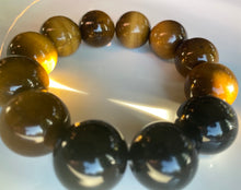 Load image into Gallery viewer, 20mm Tiger's Eye & Onyx Gemstone Bracelet