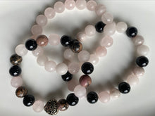 Load image into Gallery viewer, Onyx, Rose Quartz & Kunzite Gemstone Bracelet