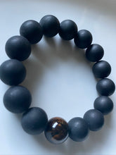 Load image into Gallery viewer, 14mm Matte Onyx & Tiger's Eye Gemstone Bracelet