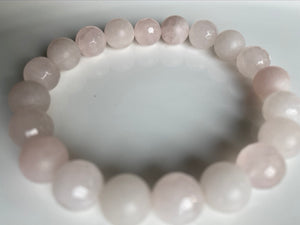 10mm Faceted/Natural, Matte/Shiny Rose Quartz Gemstone Bracelet