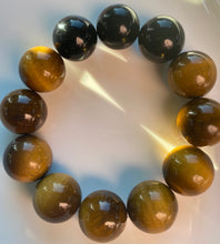 Load image into Gallery viewer, 20mm Tiger's Eye & Onyx Gemstone Bracelet