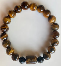 Load image into Gallery viewer, 10mm Tiger's Eye & Onyx Gemstone Bracelet