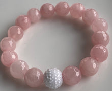 Load image into Gallery viewer, 12mm Faceted Rose Quartz Bracelet