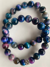 Load image into Gallery viewer, 10mm Dyed Multi Tiger's Eye Bracelet