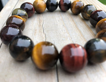 Load image into Gallery viewer, 14mm Muti Tiger's Eye Gemstone Bracelet