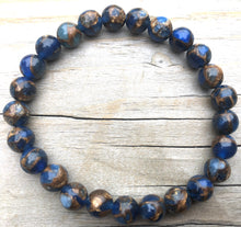 Load image into Gallery viewer, Mini Dark Blue Suspended Copper Agate Gemstone Bracelet