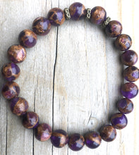 Load image into Gallery viewer, Mini Purple Suspended Copper Agate Gemstone Bracelet