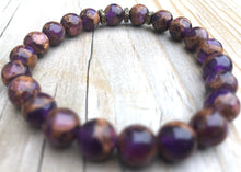 Load image into Gallery viewer, Mini Purple Suspended Copper Agate Gemstone Bracelet