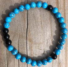 Load image into Gallery viewer, Mini Onyx & Blue Howlite Gemstone Bracelet