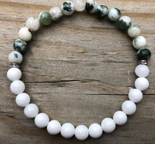 Load image into Gallery viewer, White Jade & Green Jasper Gemstone Bracelet