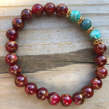 Load image into Gallery viewer, Red Suspended Copper Agate & African Howlite Gemstone Bracelet