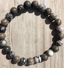 Load image into Gallery viewer, Zebra Jasper & Petrified Wood Gemstone Bracelet