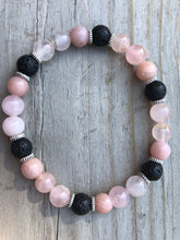 Load image into Gallery viewer, Rose Quartz, Pink Opal & Lava Fade Gemstone Bracelet