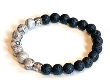 Load image into Gallery viewer, 8mm Lava with Scenic Jasper Essential Oil Diffuser Bracelet