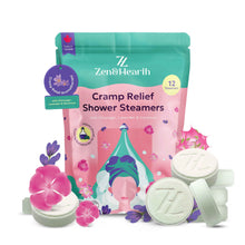 Load image into Gallery viewer, Zen &amp; Hearth Cramp Relief Shower Steamers - Handcrafted Aromatherapy Tablets with Clary Sage, Lavender &amp; Geranium for Period Pain Relief &amp; Relaxation Made in Canada