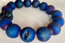 Load image into Gallery viewer, 14mm Blue Druzy Agate Bracelet