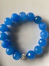 Load image into Gallery viewer, 12mm Blue Quartz Gemstone Bracelet