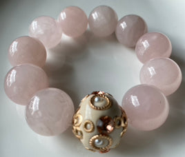 20mm Rose Quartz Gemstone Bracelet