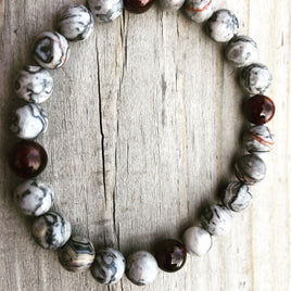 Scenery Jasper and Garnet Bracelet