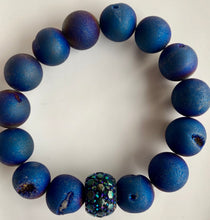 Load image into Gallery viewer, 14mm Blue Druzy Agate Bracelet