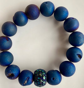 14mm Blue Druzy Agate Bracelet