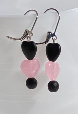 Onyx & Rose Quartz Earrings