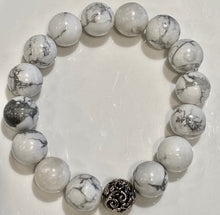 Load image into Gallery viewer, 12mm White Howlite Bracelet