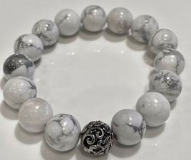 12mm White Howlite Bracelet
