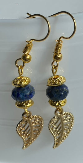 Lapis Lazuli Gold Leaf Earrings