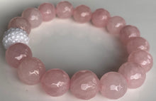 Load image into Gallery viewer, 12mm Faceted Rose Quartz Bracelet
