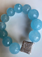 Load image into Gallery viewer, 16mm Blue Quartz Gemstone Bracelet