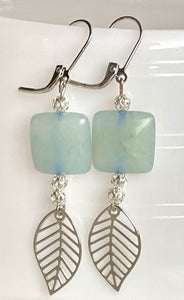 Blue Quartz Leaf Earrings