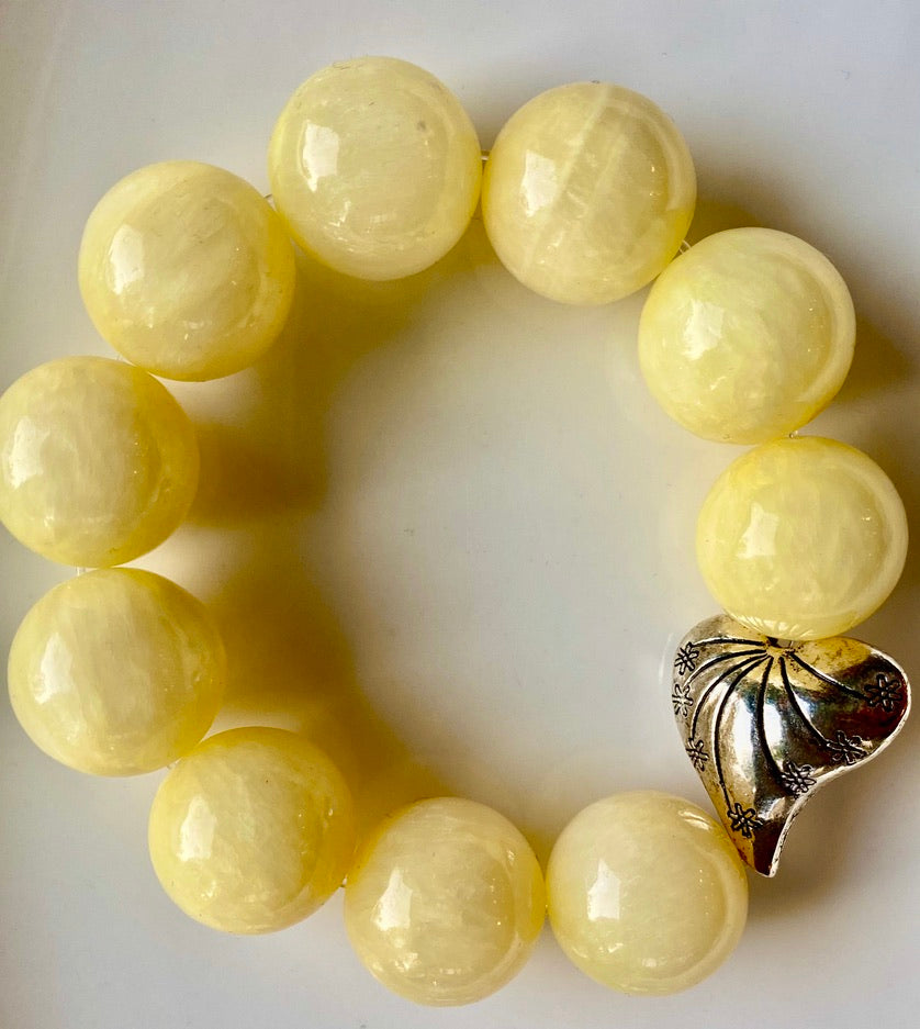 Yellow jade clearance bead bracelet