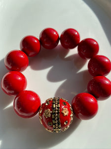 20mm Red Jade Gemstone Bracelet