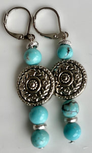 Southwestern Turquoise Bead  Earrings