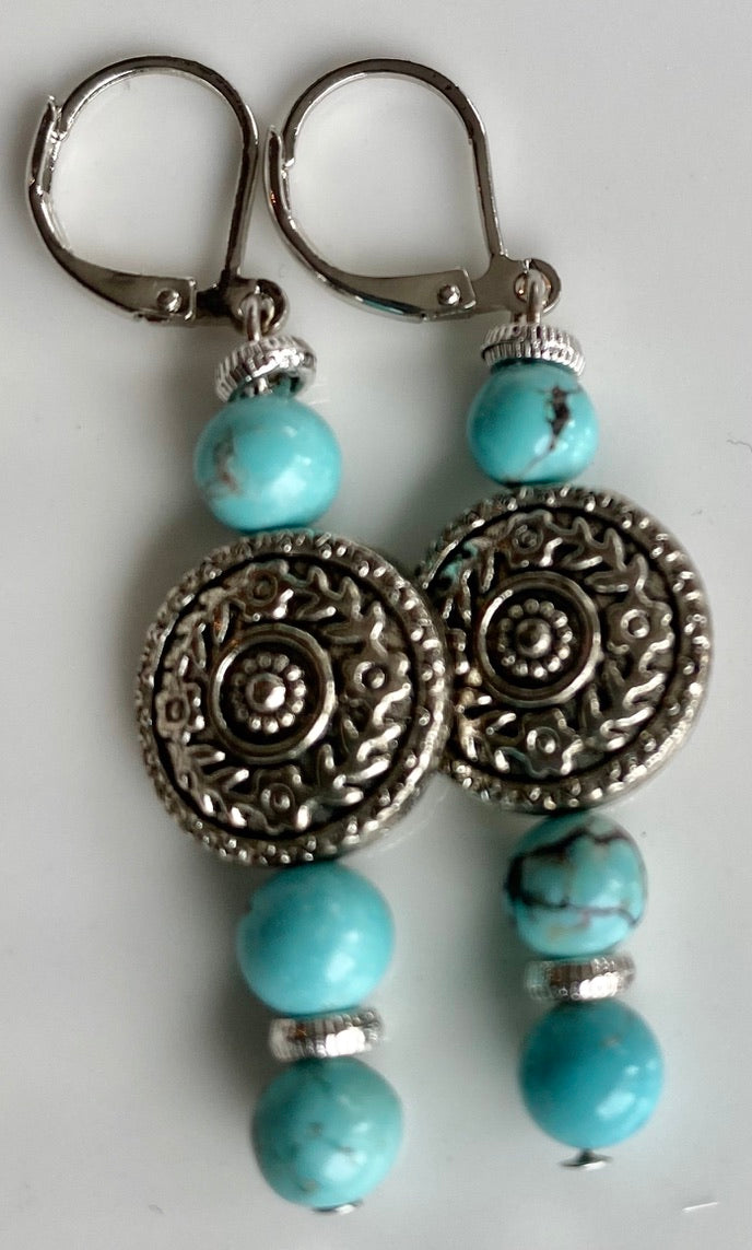 Southwestern Turquoise Bead  Earrings