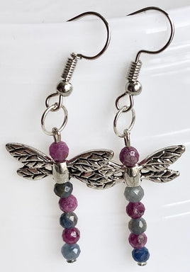 Ruby Zoisite Dragonfly Earrings
