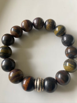 12mm Tiger Iron Gemstone Bracelet