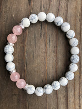 Load image into Gallery viewer, Rose Quartz &amp; White Sea Bamboo Coral Bracelet