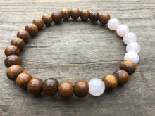 Load image into Gallery viewer, Rose Quartz Gemstone &amp; Wood Bead Bracelet