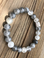 
              Grey Cloudy Quartz Bracelet
            