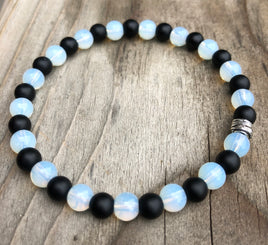 Mini Opalite & Onyx Gemstone Bracelet