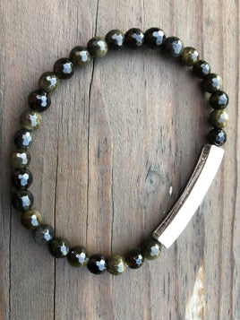 Mini Faceted Obsidian Gemstone Bracelet